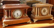 TWO OAK MANTEL CLOCKS