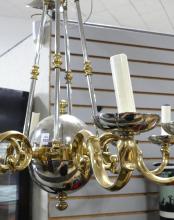 CHROME AND BRASS CHANDELIER