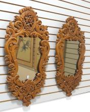 PAIR RICHLY CARVED WALL MIRRORS