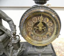 ANTIQUE SPELTER AND MARBLE CLOCK
