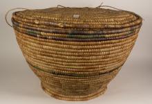 LARGE LIDDED INDIGENOUS BASKET