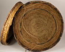 LARGE LIDDED INDIGENOUS BASKET