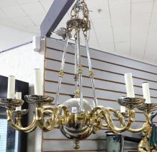 CHROME AND BRASS CHANDELIER