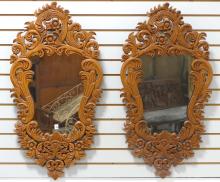 PAIR RICHLY CARVED WALL MIRRORS