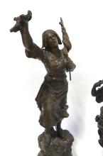 THREE SPELTER SCULPTURES