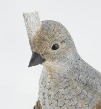 TWO FOLK ART QUAIL WOOD CARVINGS