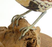 TWO FOLK ART QUAIL WOOD CARVINGS