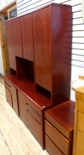 DANISH MAHOGANY CREDENZA WITH HUTCH AND FILE CABINET