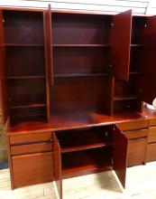 DANISH MAHOGANY CREDENZA WITH HUTCH AND FILE CABINET