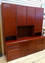 DANISH MAHOGANY CREDENZA WITH HUTCH AND FILE CABINET