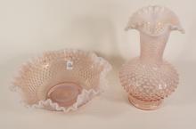 HOBNAIL GLASS WASH PITCHER AND BASIN