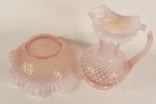 HOBNAIL GLASS WASH PITCHER AND BASIN