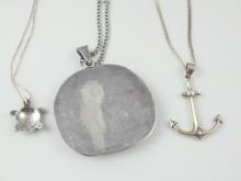 3 STERLING PENDANT NECKLACES