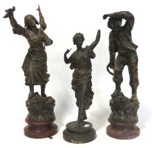 THREE SPELTER SCULPTURES