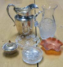 SILVER PLATE AND GLASS
