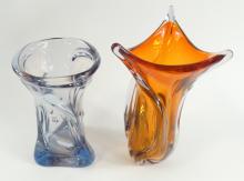 TWO MCM ART GLASS VASES