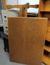 PINE BOOKCASE, TABLE, ETC.