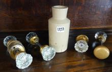 ANTIQUE DOOR KNOBS AND VASE