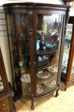 OAK BOW-FRONT CHINA CABINET