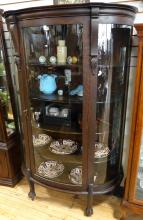 OAK BOW-FRONT CHINA CABINET