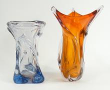 TWO MCM ART GLASS VASES