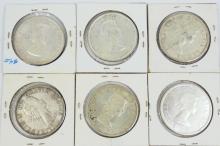 6 CANADIAN SILVER DOLLARS