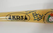 AUTOGRAPHED BASEBALL BAT AND CRICKET BALL