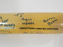 AUTOGRAPHED BASEBALL BAT AND CRICKET BALL