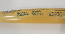AUTOGRAPHED BASEBALL BAT AND CRICKET BALL