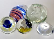 FIVE PAPERWEIGHTS