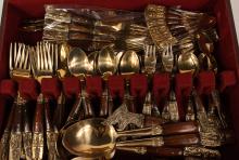 THAI BRONZE AND WOOD FLATWARE