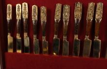 THAI BRONZE AND WOOD FLATWARE