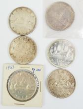 6 CANADIAN SILVER DOLLARS
