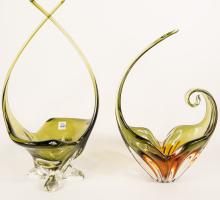 TWO MCM ART GLASS VASES