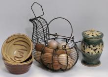 EGG BASKET AND POTTERY