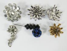 6 VINTAGE FASHION BROOCHES