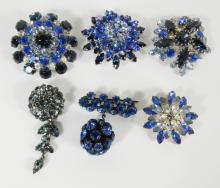 6 VINTAGE FASHION BROOCHES