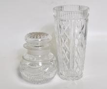 CRYSTAL JAR AND VASE