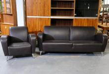 LEATHER SOFA AND CHAIR