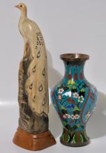 BIRD AND CLOISONNE VASE