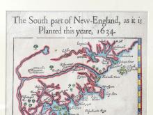 FRAMED 1634 MAP OF NEW ENGLAND