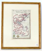 FRAMED 1634 MAP OF NEW ENGLAND