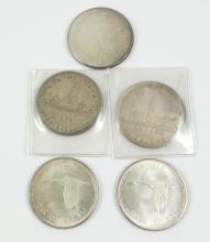 5 CANADIAN SILVER DOLLARS