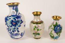 THREE CHINESE CLOISONNE VASES