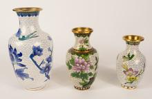 THREE CHINESE CLOISONNE VASES