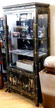 CHINESE BLACK LACQUER DISPLAY CABINET