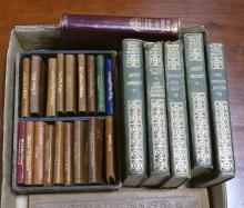 BOX OF ANTIQUE LEATHER BOUND BOOKS