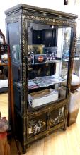 CHINESE BLACK LACQUER DISPLAY CABINET