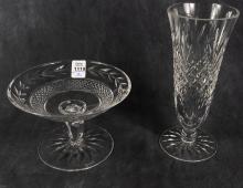 WATERFORD VASE AND PEDESTAL DISH