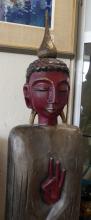 WOODEN "BUDDHA" STATUE AND PEDESTAL
